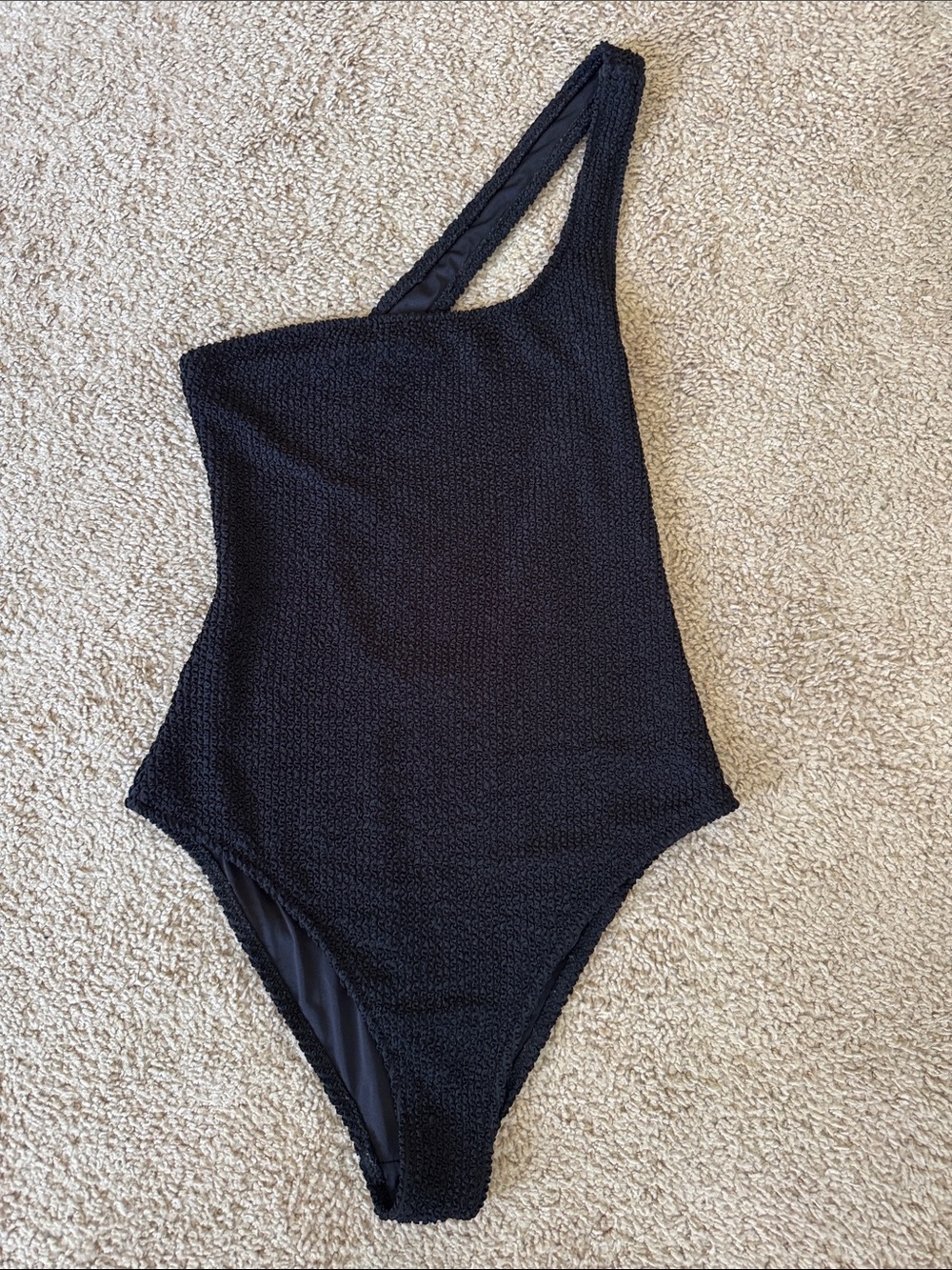 Women’s One-Piece Asymmetric Black Swimsuit